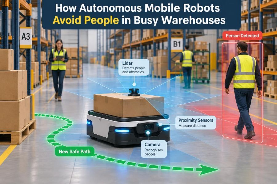 🛞 How Autonomous Mobile Robots Avoid People in Busy Warehouses
