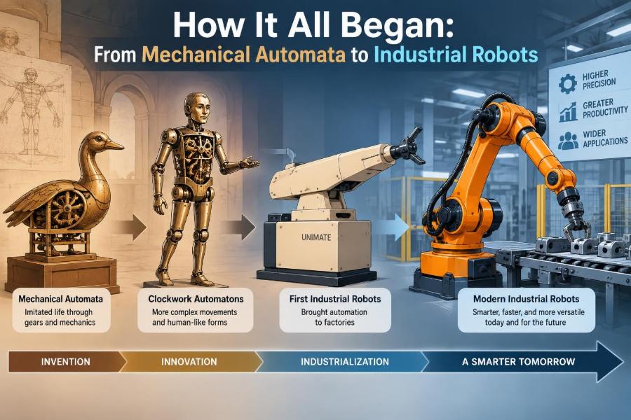 🦾 How It All Began: From Mechanical Automata to Industrial Robots