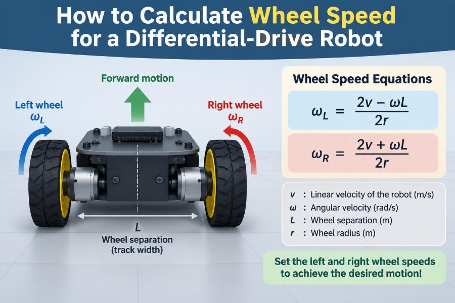 🦾 How to Calculate Wheel Speed for a Differential-Drive Robot