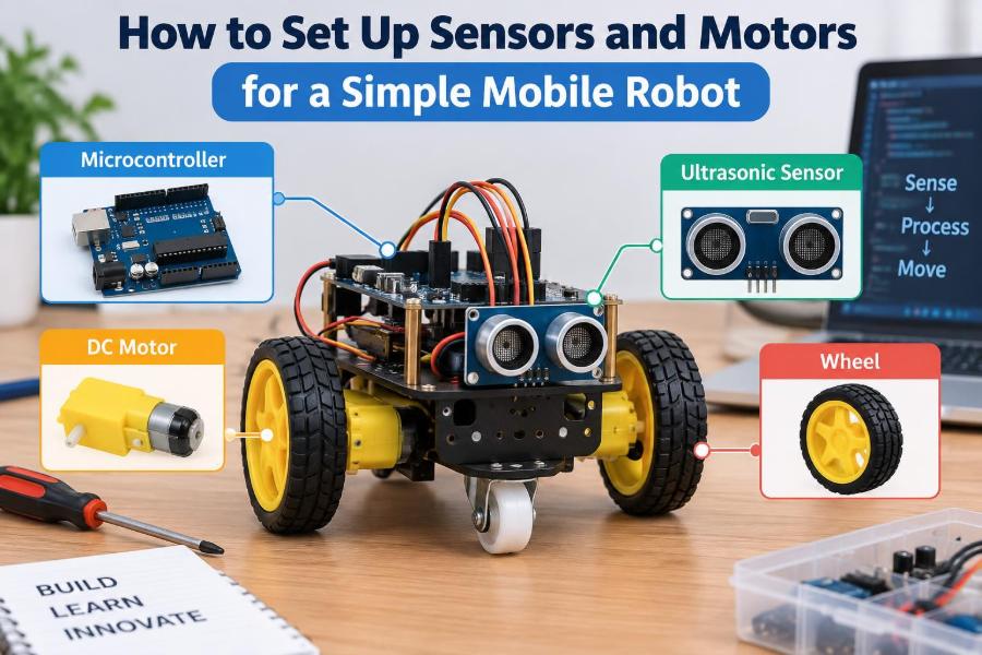 🦾 How to Set Up Sensors and Motors for a Simple Mobile Robot