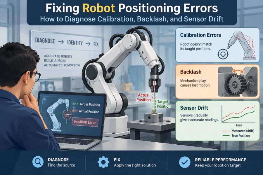 🦾 Fixing Robot Positioning Errors: How to Diagnose Calibration, Backlash, and Sensor Drift