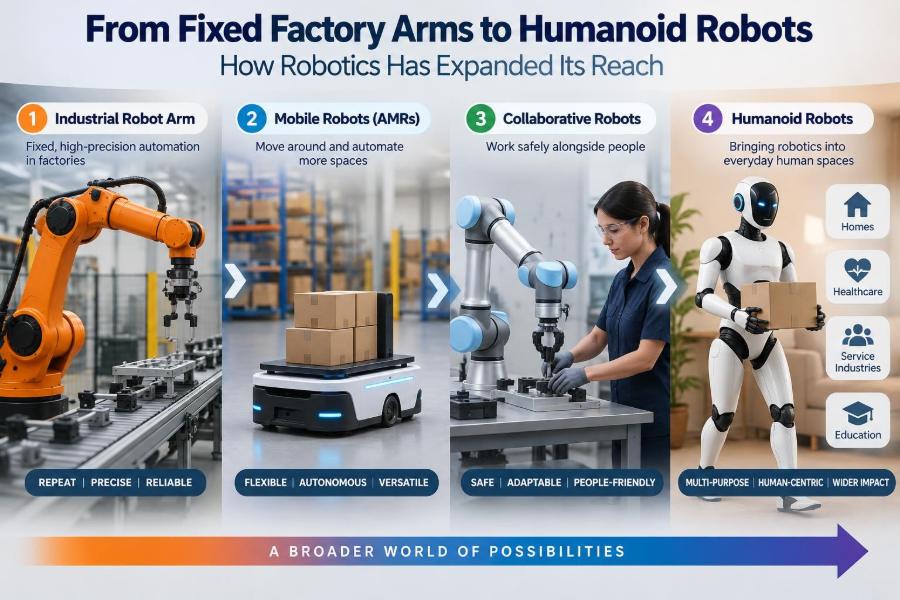 🦾 From Fixed Factory Arms to Humanoid Robots: How Robotics Has Expanded Its Reach