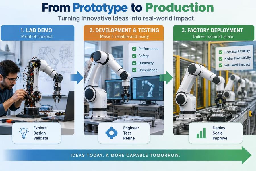 🦾 From Prototype to Production: How a Robot Moves from Lab Demo to Factory Deployment