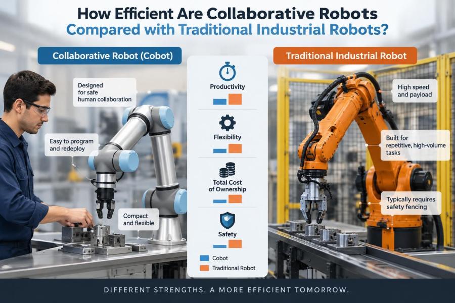 🦾 How Efficient Are Collaborative Robots Compared with Traditional Industrial Robots?