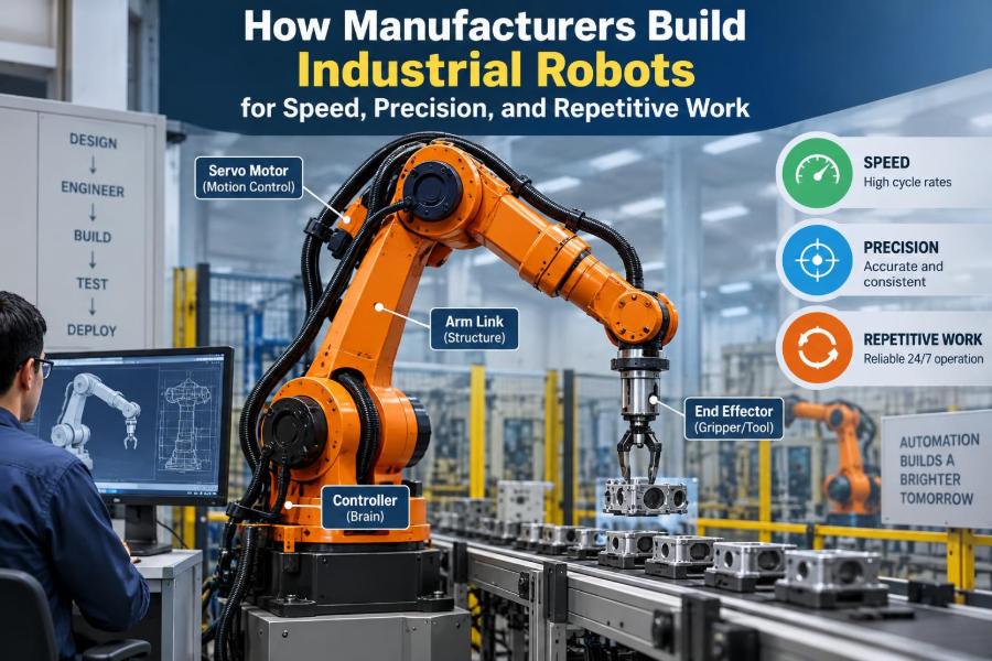 🦾 How Manufacturers Build Industrial Robots for Speed, Precision, and Repetitive Work